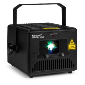 BeamZ - Phoenix 5000 - Sistema láser analógico , Proyector láser RGB a todo color de 5 W, Modo DMX y autónomo
