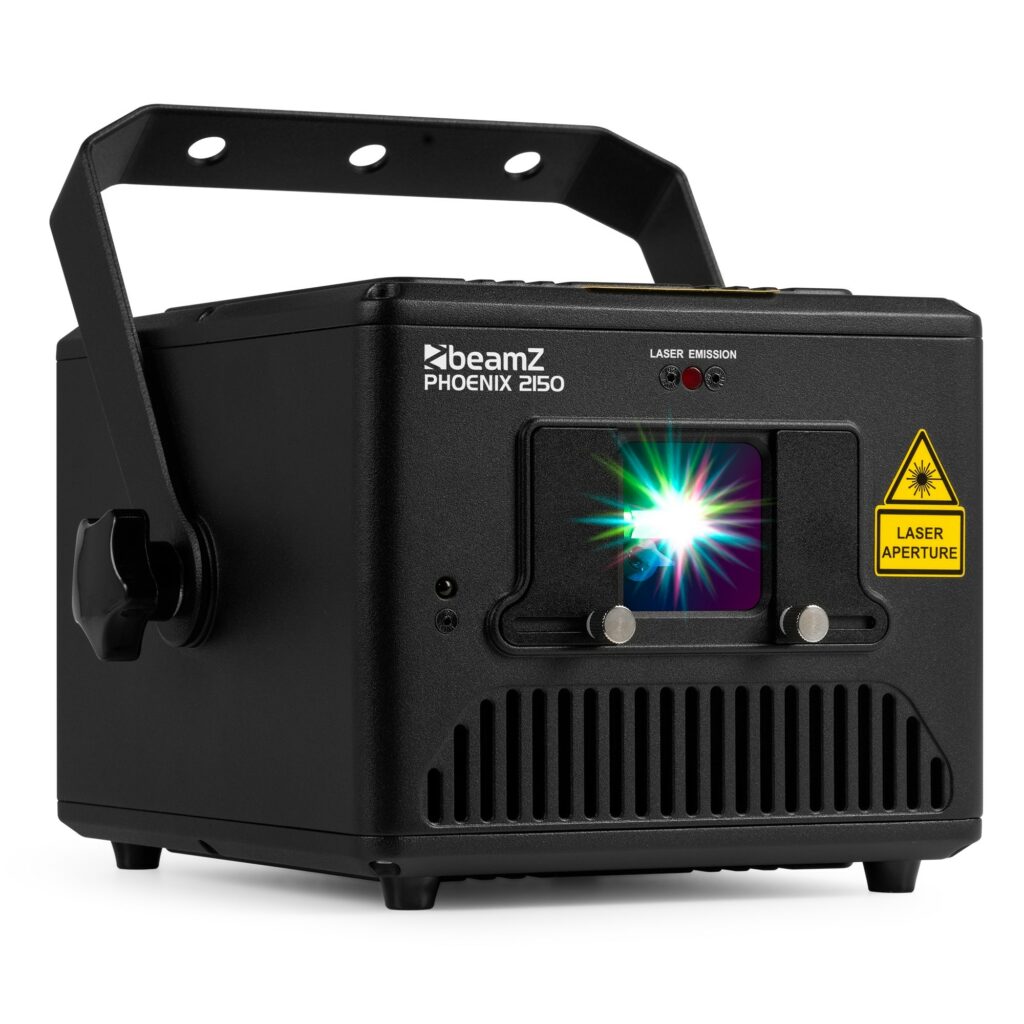 BeamZ - Phoenix 2150 - Sistema láser analógico, Proyector láser RGB a todo color de 2 W, Modo DMX y autónomo