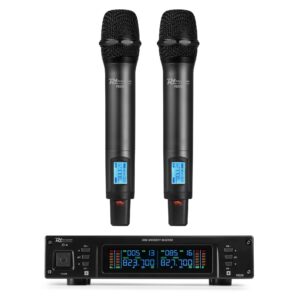 Power Dynamics - Sistema diversity real PD220 con micrófono inalámbrico UHF de 2 x 80 canales HH