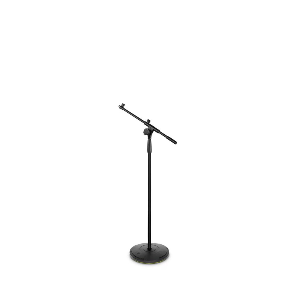 Gravity - TMS 2322 - Soporte de micrófono serie Touring con base redonda y brazo jirafa telescópico de 2 puntos de ajuste