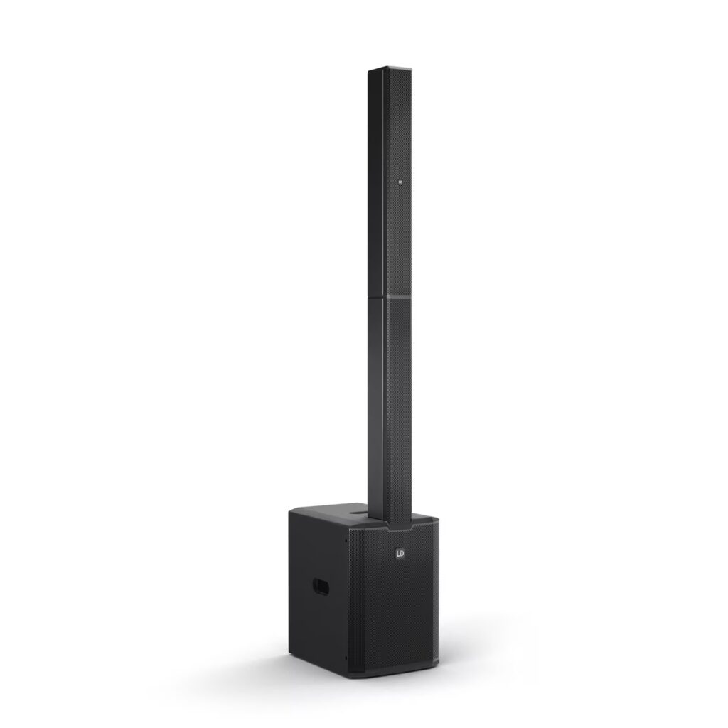 LD Systems - MAUI® 28 G3 MIX PA de columna compacto cardioide con mezclador digital, negro, 2.060 W de potencia de pico y 127 dB de SPL máx. Potente reproducción de graves gracias al subwoofer de 12″