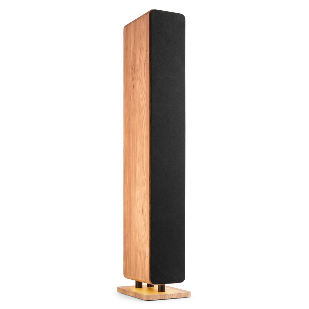 AUDIZIO - ARCO - Altavoz de Torre Activa Madera Clara, Función de reproducción USB Receptor BT para transmisión de audio