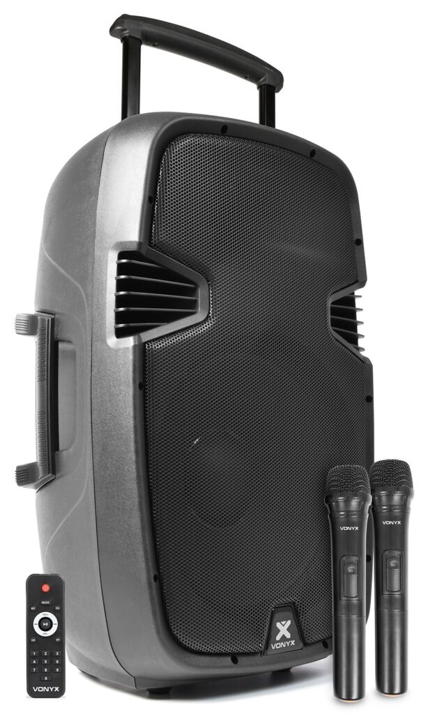Vonyx - SPJ-PA915 - Bafle movil activo ABS 15" 2 micros UHF/USB/MP3