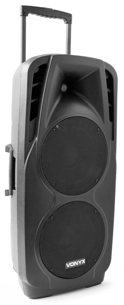 Vonyx - SPX-PA9210 - Sistema Portatil de Sonido ABS 2x10", 1000 W. A corriente o con bateria interna 12Vdc, BT, Reproductor media por USB y SD/MMC