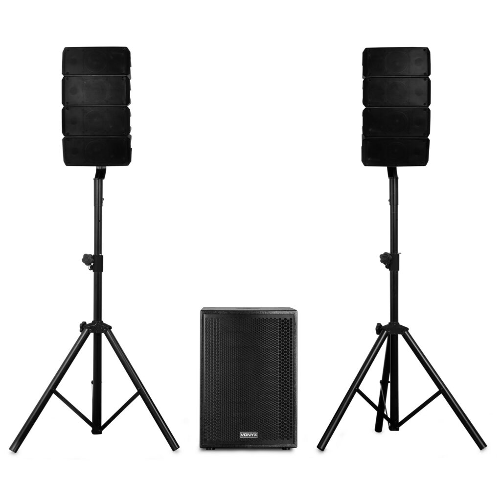 Vonyx - VX915 - Conjunto compacto de Line Array 2.1, Juego completo de Line Array Plug & Play de 1400W