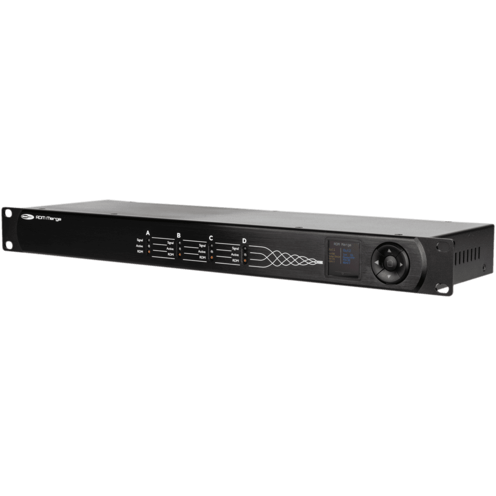 Showtec - RDM Merge - Agrupador DMX de cuatro a dos vías con RDM - 3P, Cuatro entradas DMX y dos salidas DMX