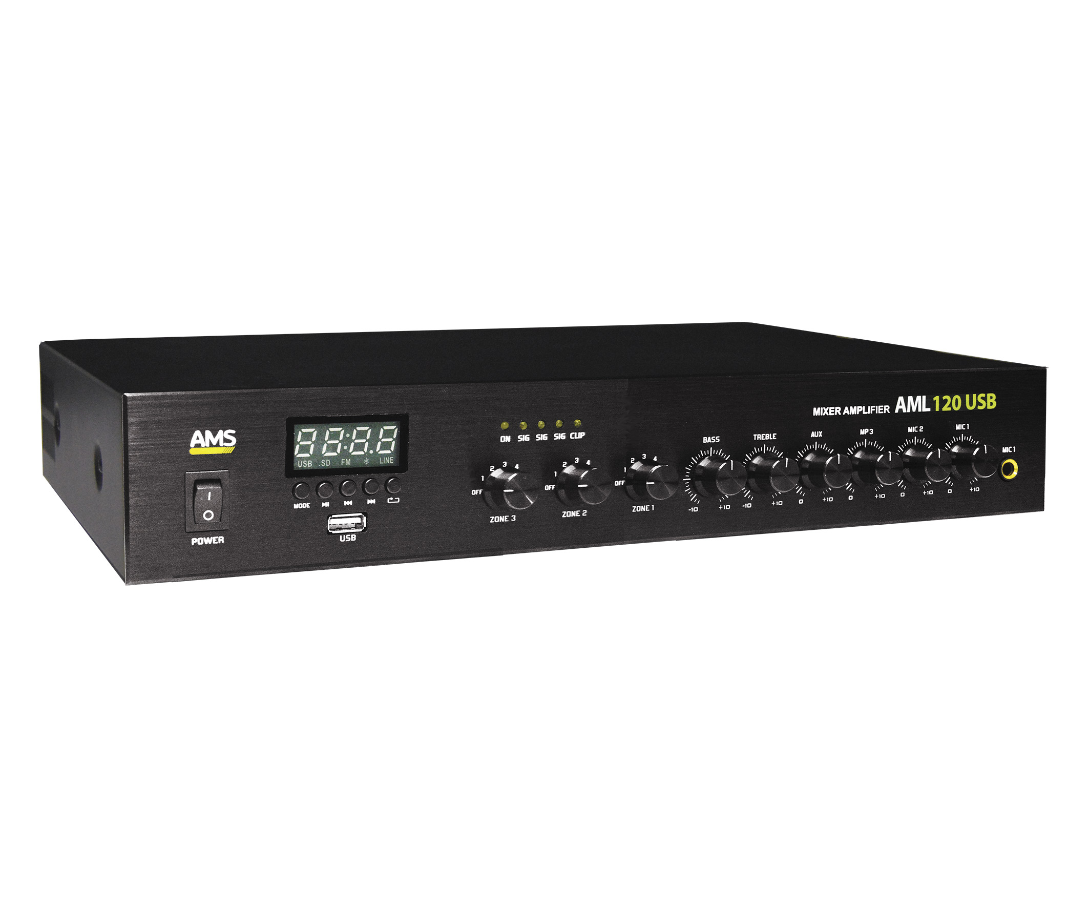 AMS - AML 120 USB - Amplifier/mixer. 120W @ 4 Ohm. 120 W @ L100V. 3 zonas. Priority Mic. MP3. USB/Bluetooth. - Imagen 5