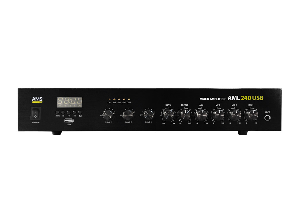 AMS - AML 240 USB - Power amplifier/mixer. 240 W @ 4 Ohm. 240 W @ L100V. 3 zones. Mp3 player. USB. - Imagen 5