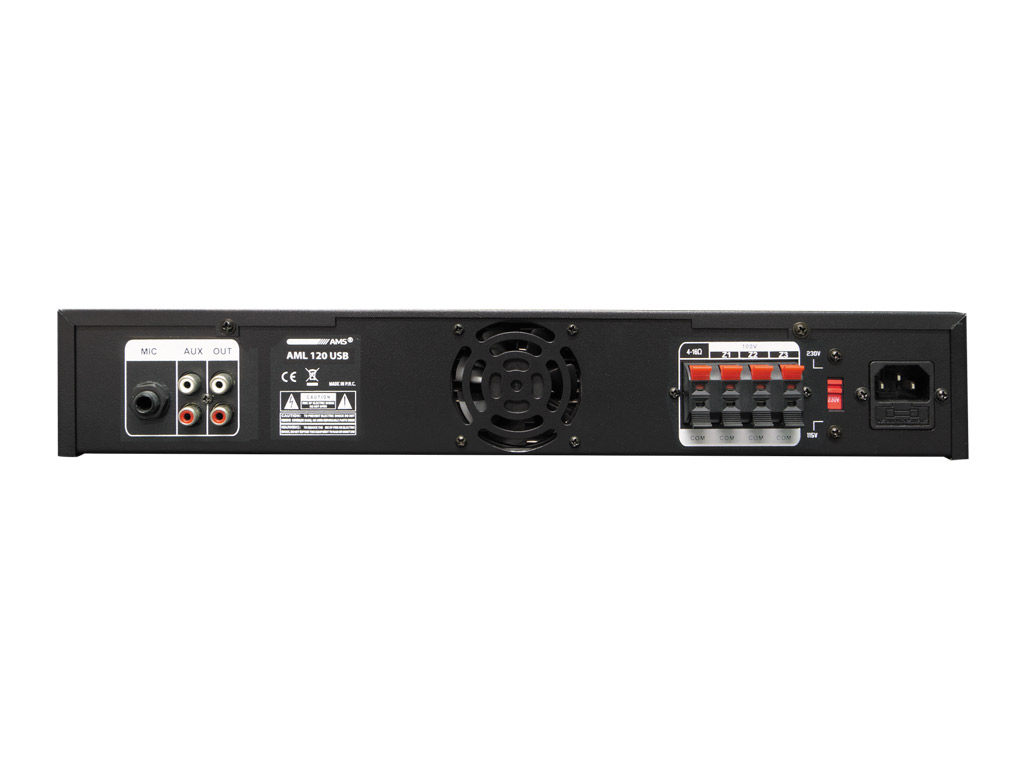 AMS - AML 120 USB - Amplifier/mixer. 120W @ 4 Ohm. 120 W @ L100V. 3 zonas. Priority Mic. MP3. USB/Bluetooth. - Imagen 3