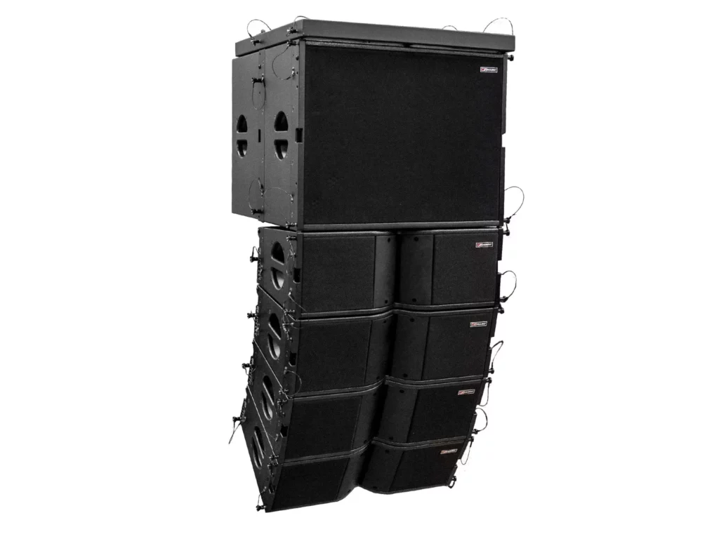 Mark - SET MAP 3008 - Sistema Line Array activo. Sub 18'' activo + 4 Sat activos (2 x Woofer 8'' + 1 x Driver 3'' c/u). 5700 W.