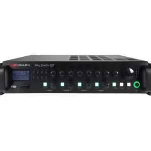 Amplificador. 240 W @ L100V, 160 W @ 4 Ohm. USB, SD/MMC, FM, BT. 4 zonas con control de volumen.